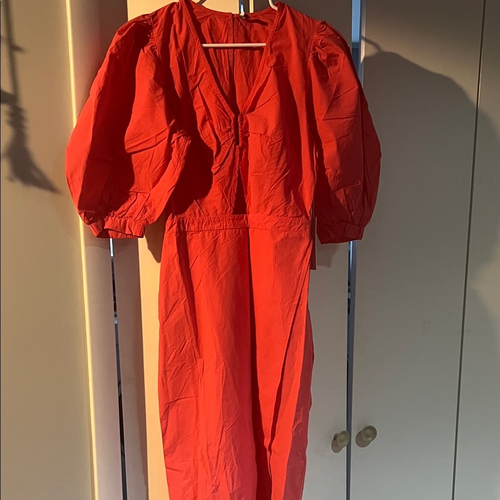 Young Fabulous & Broke pink Midi Dress with Puff Sleeves